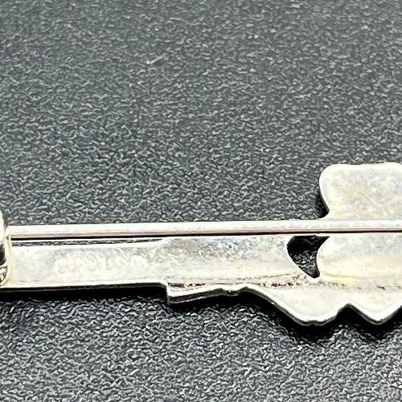 Sterling Silver Vintage AU Maker Irish Heart Hand Crown Claddagh Bar Brooch - Picture 6 of 7